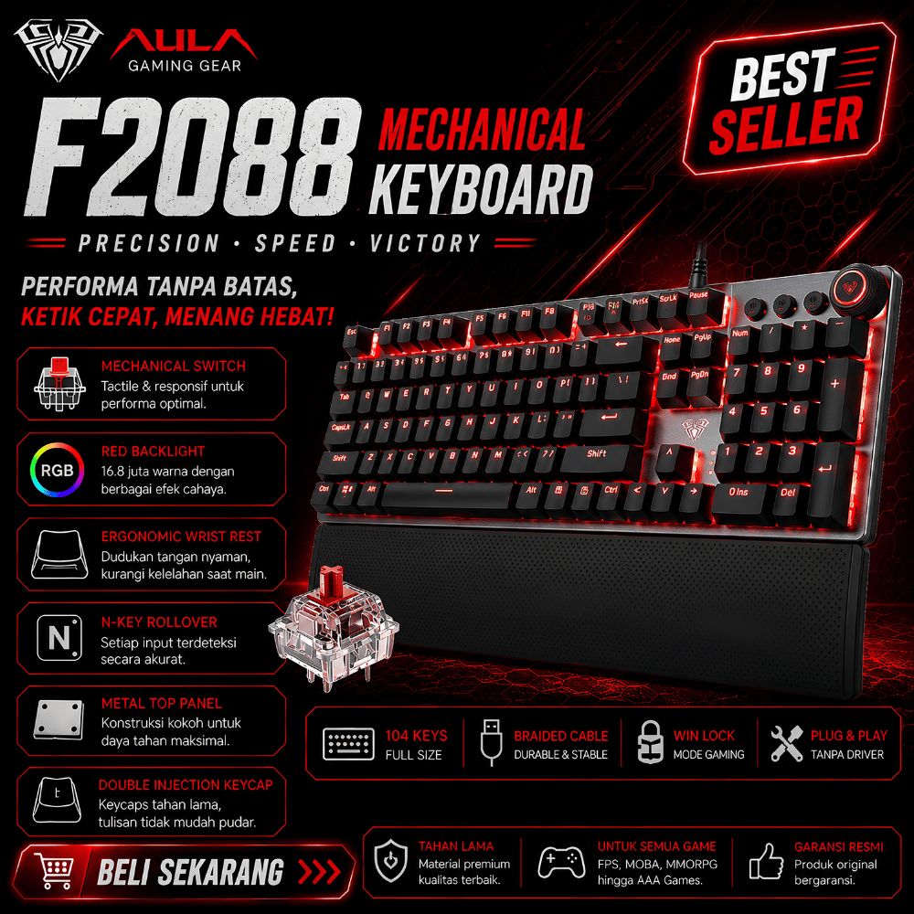 Aula F2088 Full Size Mechanical Gaming Keyboard Original