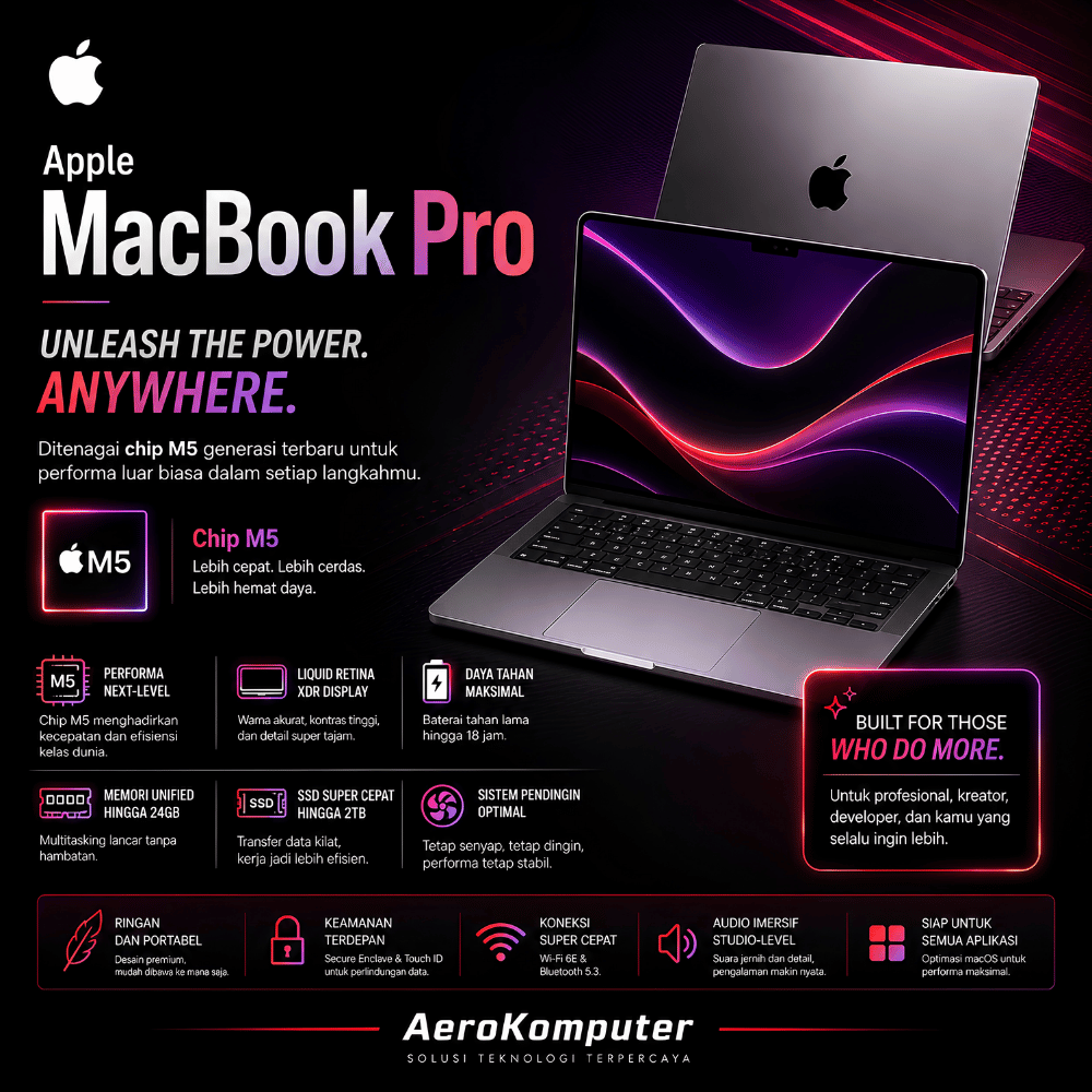 Apple MacBook Pro M5 Series 14 & 16 Inci Garansi Resmi iBox / Apple Indonesia