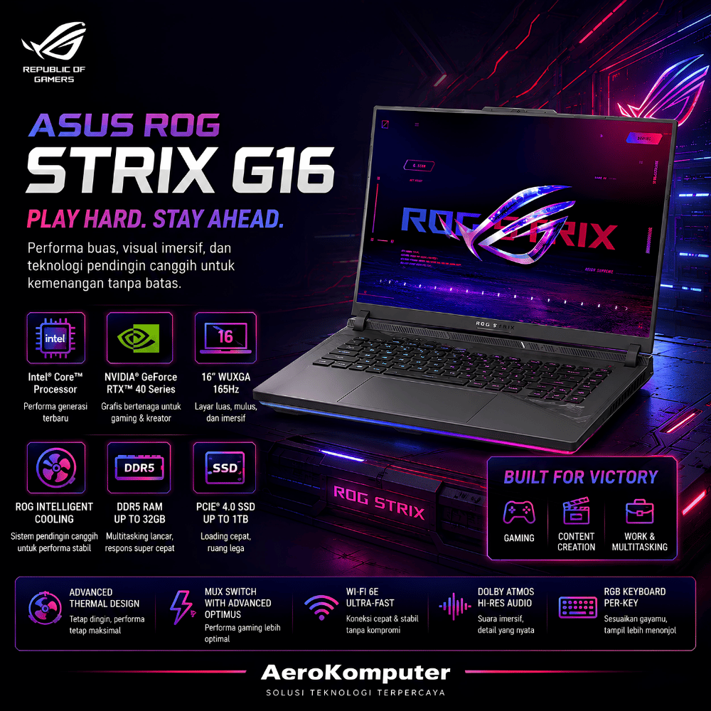 ASUS ROG Strix G16 G614JV Intel i7-13650HX RTX 4060 Garansi Resmi