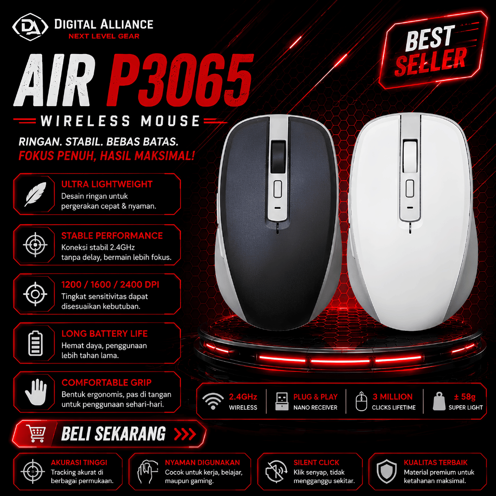 Mouse Digital Alliance Air P3065 Mini Ergonomic Wireless Mouse Original
