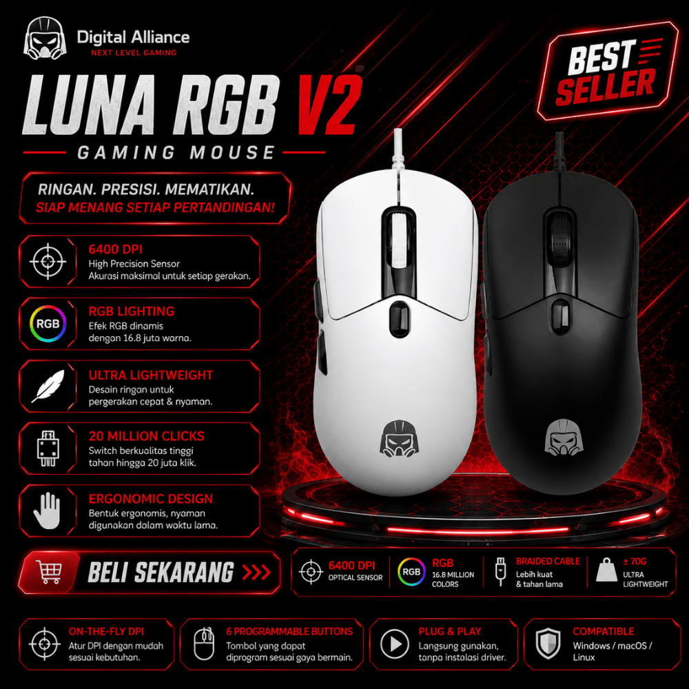 Mouse Digital Alliance Luna RGB V2 Gaming Mouse Original