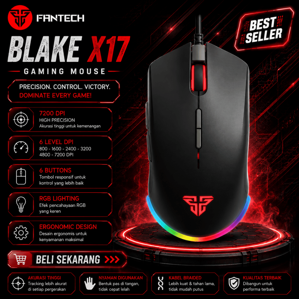 Mouse Fantech Blake X17 Macro RGB Gaming Mouse Original