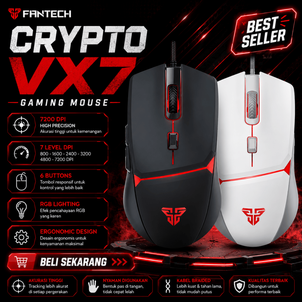 Mouse Fantech Crypto VX7 Gaming Mouse Original
