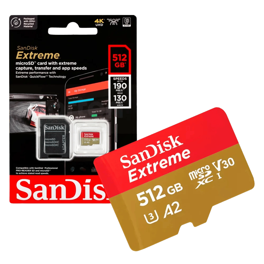 MicroSD SanDisk Extreme microSDXC UHS-I Class 10 U3 V30 A2 Series
